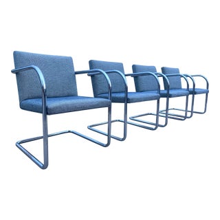 Set of 4 Tubular Chrome “Brno” Chairs Ludwig Mies Van Der Rohe for Thonet For Sale