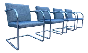 Set of 4 Tubular Chrome “Brno” Chairs Ludwig Mies Van Der Rohe for Thonet