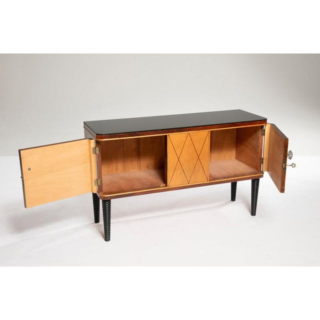 Small Art Deco Walnut and Maple Sideboard with Handles, 1940 For Sale - Image 9 of 12