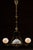 Victorian Late 19th Century Brass Triple-Arm Early Gas-Electric Chandelier With Milk Glass Shades For Sale - Image 3 of 8