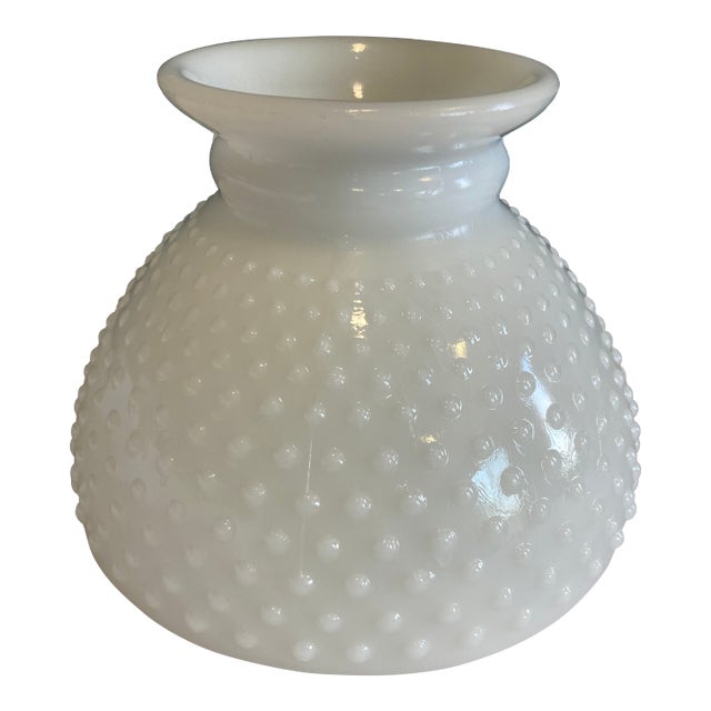 Mid-Century White Glass Hobnail Lampshade For Sale