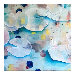 Tiffany Bociek, Abstract Encaustic on Wood, "Memories of Watching Koi" For Sale