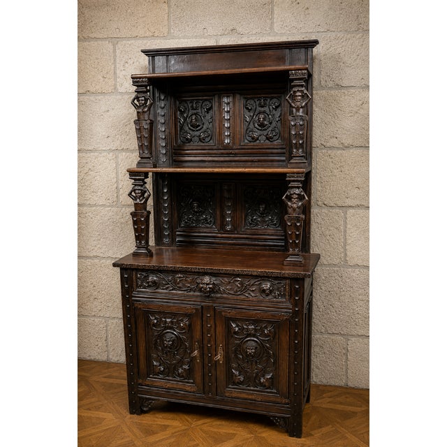 Renaissance Two-Part Buffet in Oak For Sale - Image 3 of 6