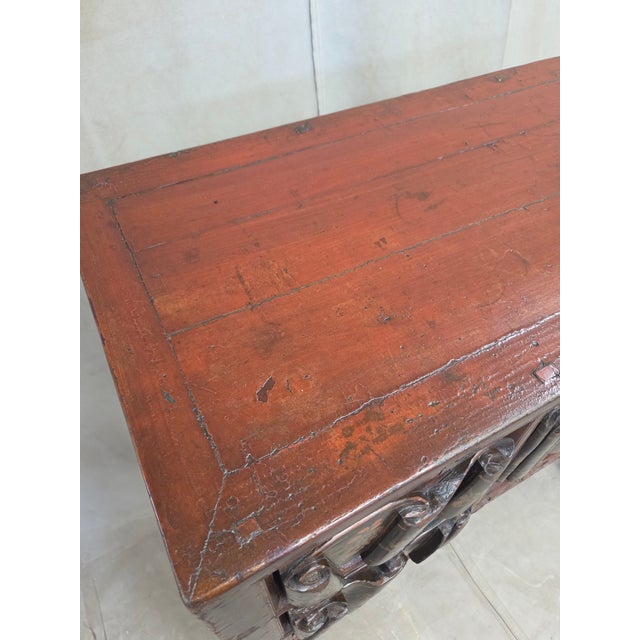 Antique Chinese Qing Dynasty Lacquer Side Table With Birds and Flowers For Sale - Image 9 of 17