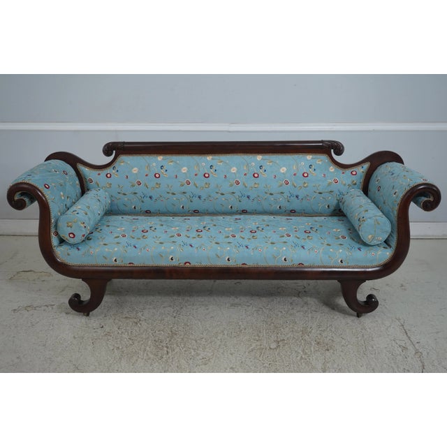 Age: C.1860-1880 Details: Brand New Upholstery Fine Carved Details High Quality Construction Nice Scrolled Arms Covered In...