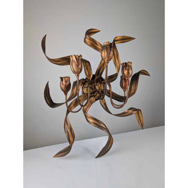Gold Large Golden Tulip Wall Sconce, 1960s For Sale - Image 8 of 8