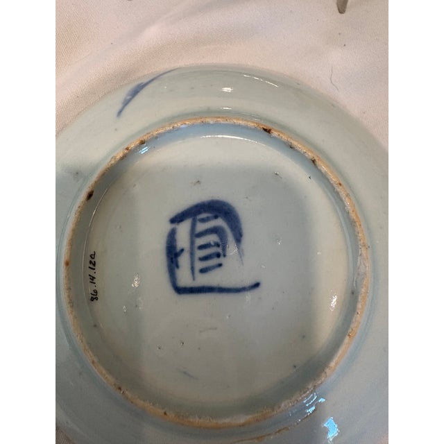 Pair of Antique Chinese Blue and White Porcelain Plates Qing Dynasty, Kanji Era For Sale - Image 4 of 9
