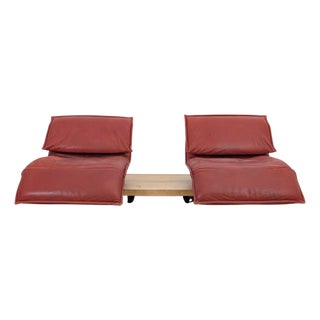 Free Motion 2-Seater Sofa in Oak and Red Leather from Koinor For Sale