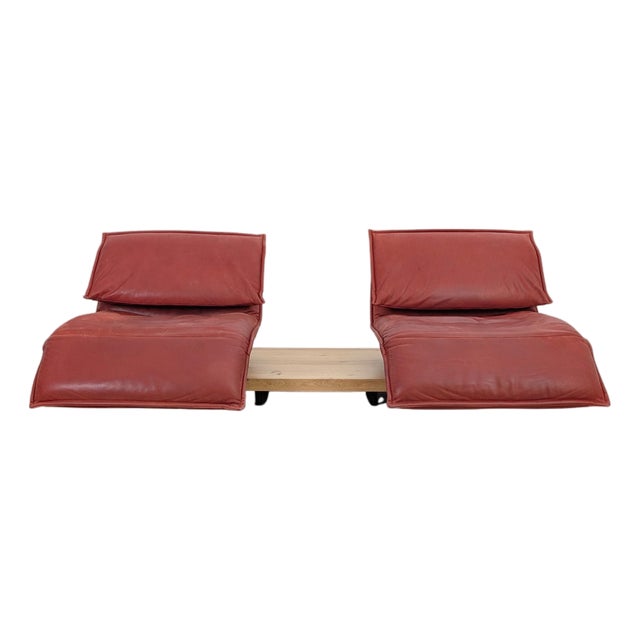Free Motion 2-Seater Sofa in Oak and Red Leather from Koinor For Sale