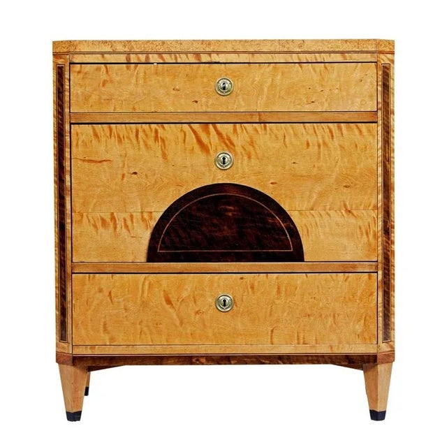 Swedish Biedermeier Inlaid Birch Chest of Drawers For Sale - Image 4 of 9