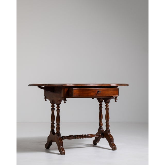 Napoleon III Mahogany Pembroke Drop-Leaf Table, Second Empire Style, France, 19th Century For Sale - Image 14 of 18