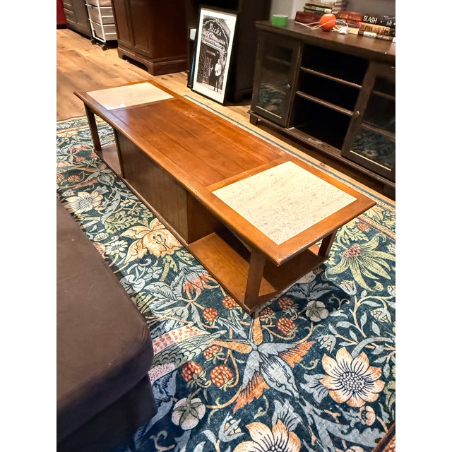 Vintage Lane Coffee Table With Travertine Inserts For Sale - Image 9 of 12