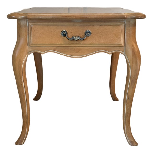 1990s Ethan Allen Country French Side Table Birchwood W/Maker's Mark For Sale