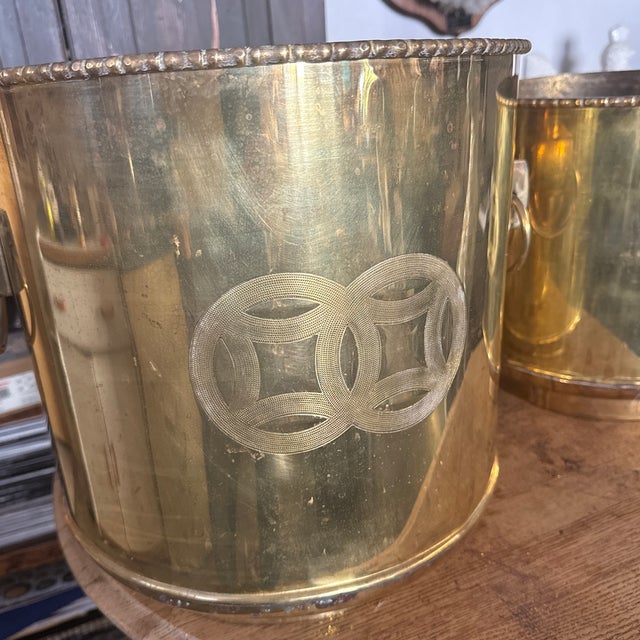Large pair - 14” x 14” and 12” x 12” The finish is antiqued with plenty of marks and spot. Some great green corrosion...