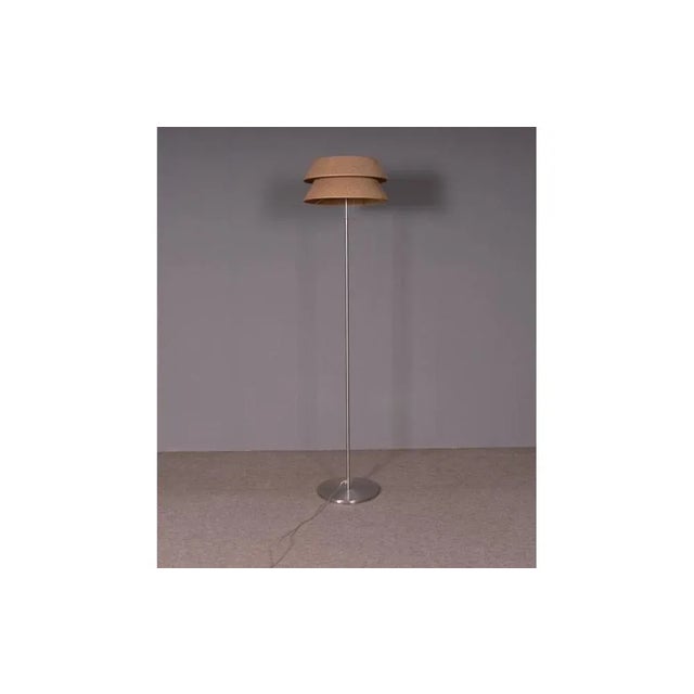 Floor Lamp with Straw Lampshade For Sale - Image 4 of 4
