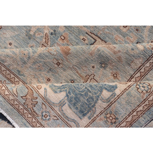 Afghanistan Tabriz Rug in Soft Blue, Sand With Allover Floral and Lattice Design For Sale - Image 11 of 12
