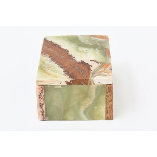 Vintage MId Century Modern Italian Alabaster Small LIdded Box Green, Brown, Burnt Orange, Gray For Sale In Miami - Image 6 of 11