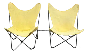 Mid 20th Century Mid-Century Wrought Iron Knoll-Style Butterfly Chairs - A Pair