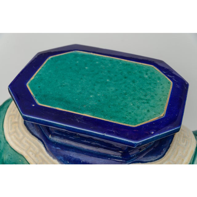 Glazed Ceramic Chinoiserie Elephant Garden Stool& Plant Stand, Made in Vietnam For Sale In West Palm - Image 6 of 8