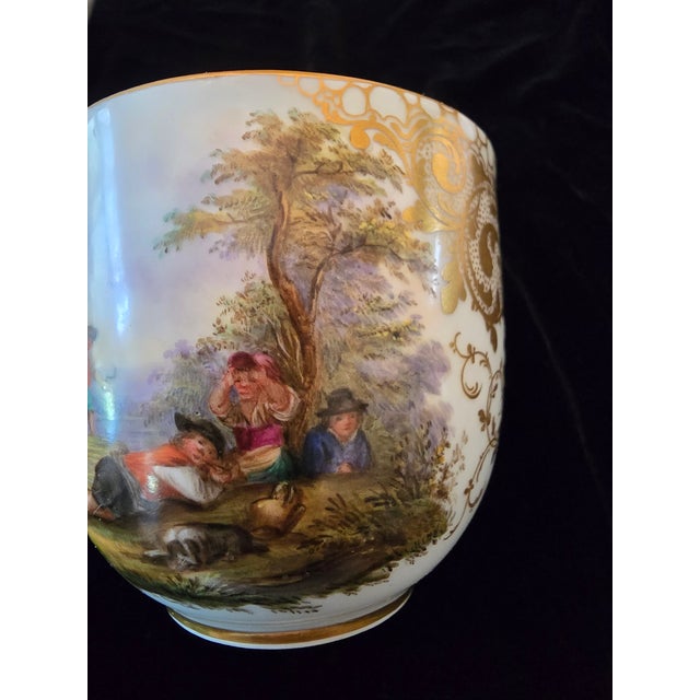 Ceramic Antique Meissen Porcelain Scenic Cup & Saucer For Sale - Image 7 of 11