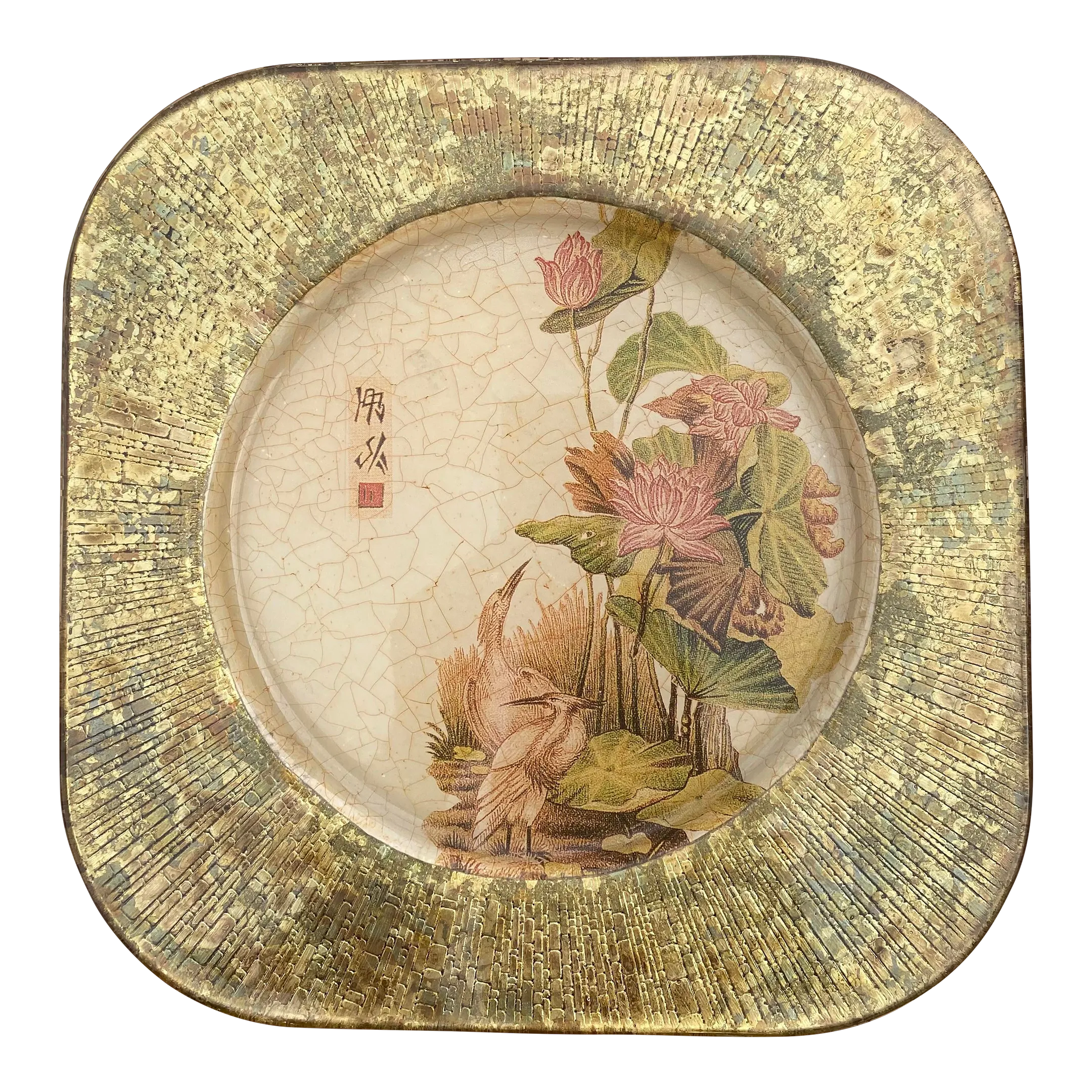 Lesley Roy レスリー ロイ プレート ２枚セット 70905 Vintage Lesley Roy Hand Made Decorator Reverse Painted Glass Plate