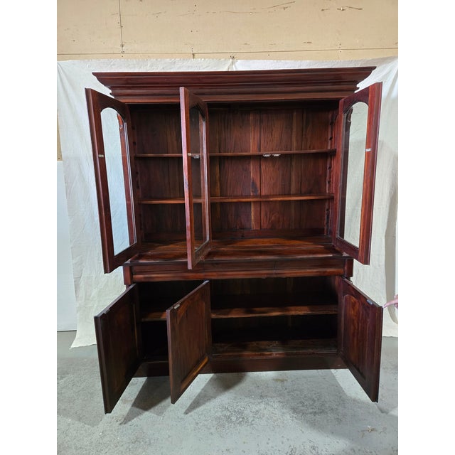 Brown Monumental 19th-Century English Mahogany Breakfront Bookcase For Sale - Image 8 of 9