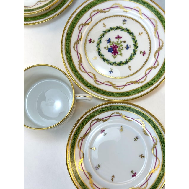 Green 1960s Haviland Vieux Paris Green 12-Piece Porcelain Set – Teacup Dessert Set, Tiffany & Co. For Sale - Image 8 of 8