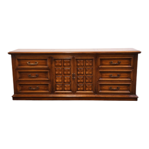 White of Mebane Solid Walnut Rustic European 80" Triple Door Dresser 600-6
