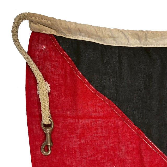 This large vintage signal flag is made from a thin cotton cloth, with fully sewn design. Flag has been newly laundered...