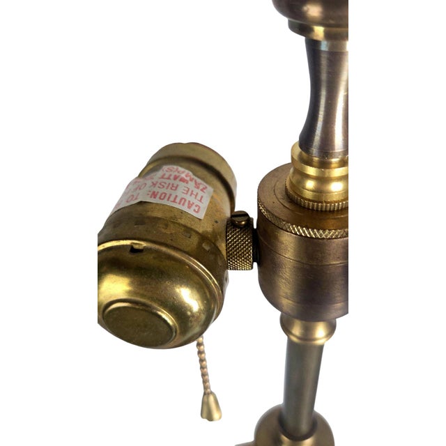 1991 Neoclassical Solid Brass & Black Marble Column Table Lamp by Chapman W/ Frederick Cooper Paisley Damask Shade - 35" For Sale - Image 12 of 17
