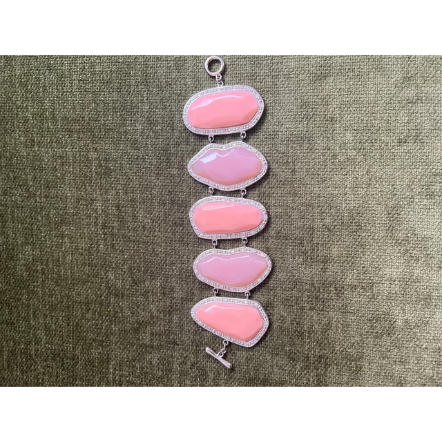 Miriam Salat Candy Lilac Resin with White Topaz and Sterling Silver, Link Cuff For Sale In New York - Image 6 of 9