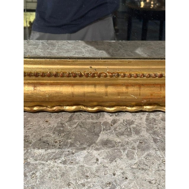 19th C. French Louis Philippe Mirror With Crest and Greek Key Pattern For Sale In Dallas - Image 6 of 12