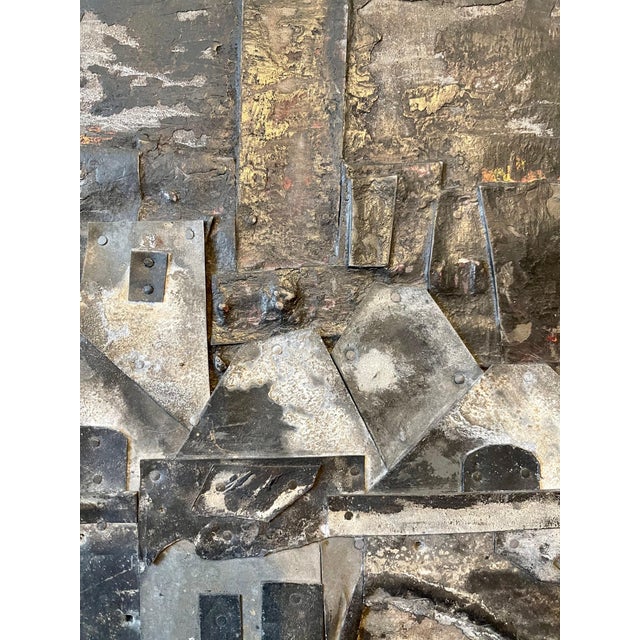 Metal Fernand Michel, French Outsider Art Brut Mixed Media Zinc Assemblage Sculpture Collage Painting, 1963 For Sale - Image 7 of 9
