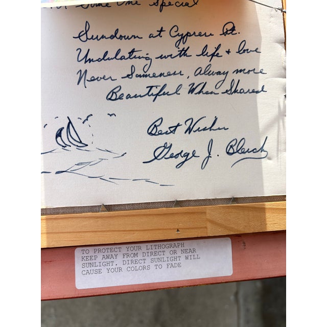 Vintage Signed George J Bleich Framed Seascape “Sundown at Cypress Point” Original Oil Painting For Sale - Image 4 of 5