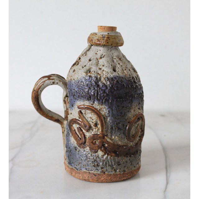 Contemporary Vintage Signed Studio Art Pottery Jug For Sale - Image 3 of 10