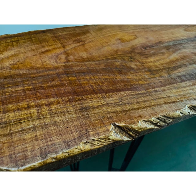 2020s Live Edge Console Table With Iron Legs Mid Century Style For Sale - Image 5 of 10