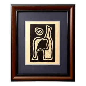Late-Century Modern Design Linoleum Original Print of Two Bottles Arrangement