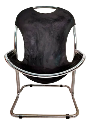 Bauhaus Style Tubular Metal and Faux Leather Collection Chair, 1970s