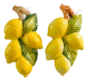 Vintage-Style Italian Majolica Lemon Wall Plaques by Bassano Del Grappa Ceramiche - Pair