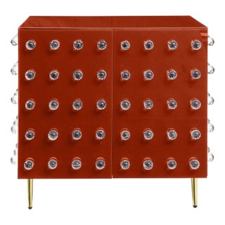 Italian Orange Pantry Cabinet Glass For Sale