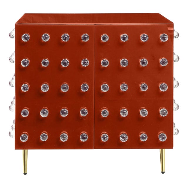 Italian Orange Pantry Cabinet Glass For Sale