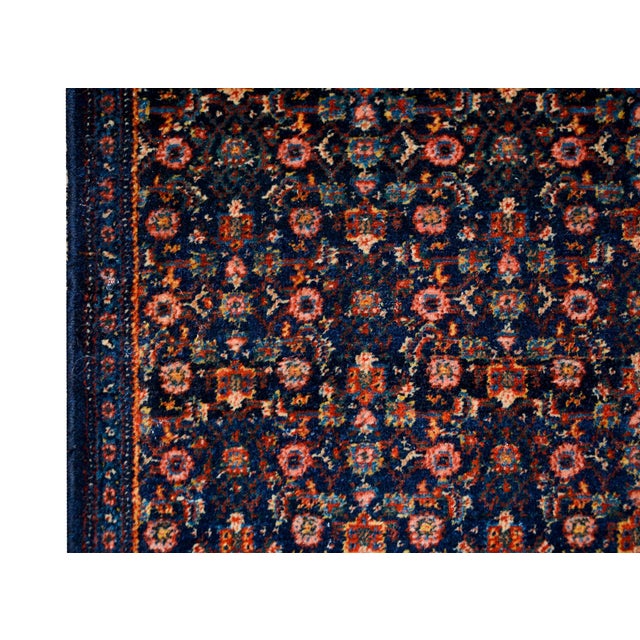 Navy Blue Early 20th Century Persian Senneh Rug For Sale - Image 8 of 12
