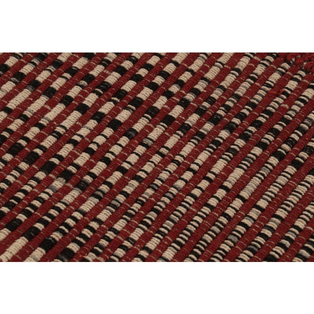 Rug & Kilim's Accent Kilim, Red and Beige With Black Textural Stripes For Sale In New York - Image 6 of 8