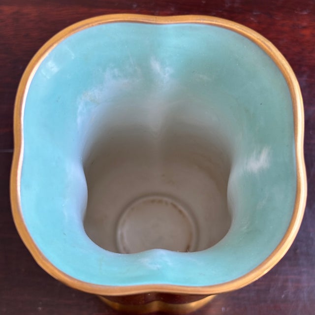 Mid 20th Century Mid-20th Century Pickard China Gold Encrusted Floral Vase W/ Turquoise Interior For Sale - Image 5 of 13