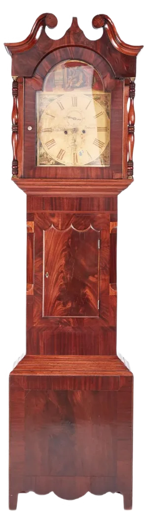 Large Antique Mahogany 8-Day Painted Face Longcase Clock