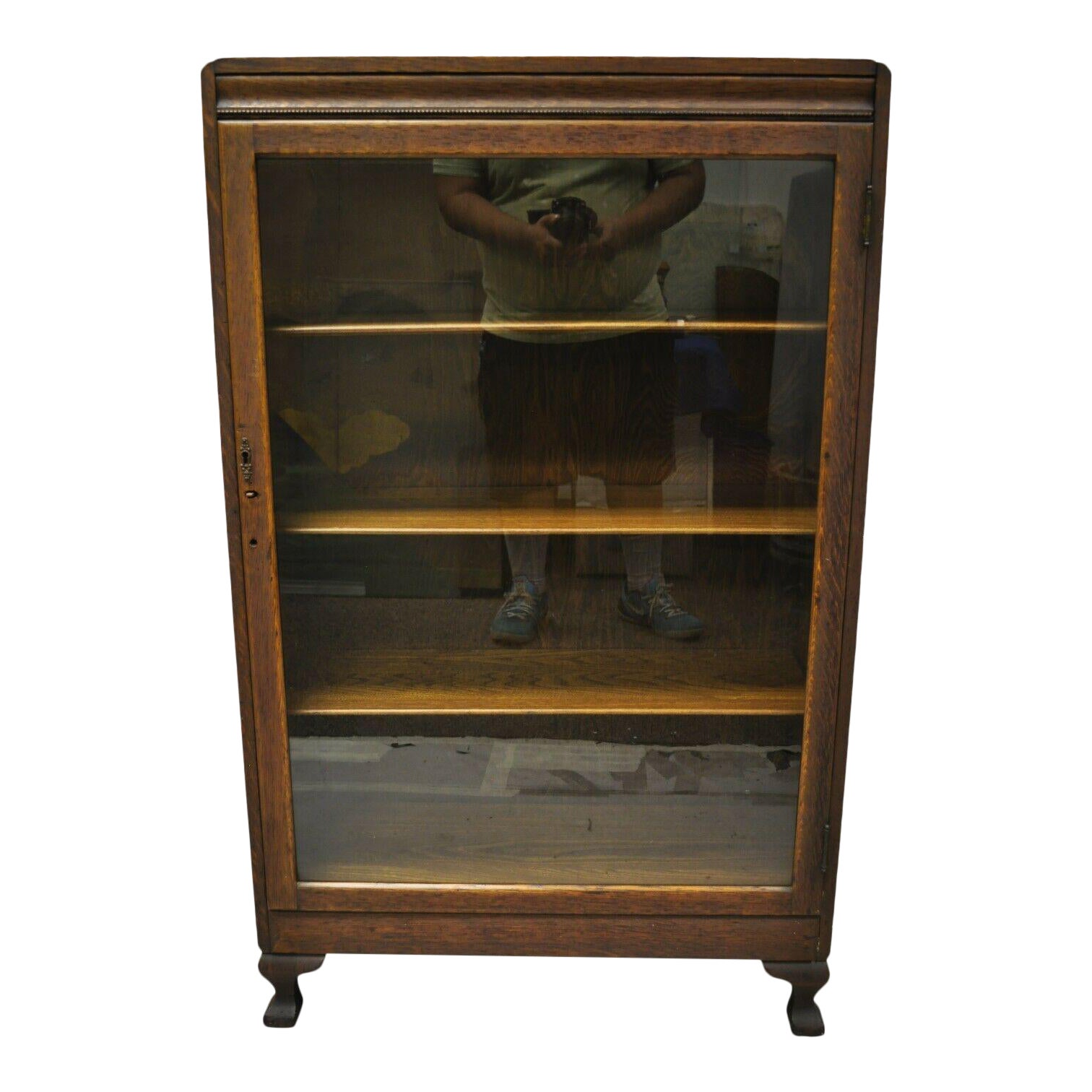 Mission Arts Crafts Oak Wood Single Glass Door Small Bookcase Display Cabinet Chairish