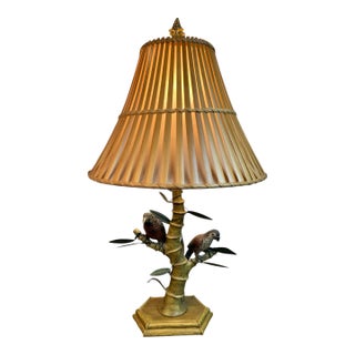 Mid 20th Century Faux Bamboo Parrot Table Lamp For Sale