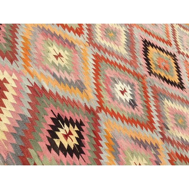 Orange 1960's Turkish Kilim Rug - 71" X 98" For Sale - Image 8 of 12