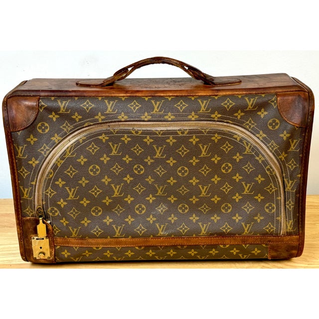 Metal Vintage Louis Vuitton Canvas & Leather Monogram Diminutive Suitcase, Circa 1970s For Sale - Image 7 of 18