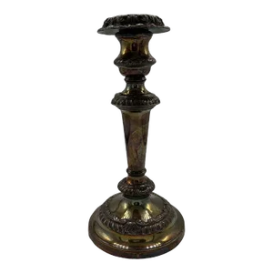 Early 19th Century Candlestick Holder Silver Plated on Brass